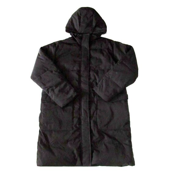 NWT Everlane The ReNew Long Puffer in Black Primaloft Hooded Coat XS